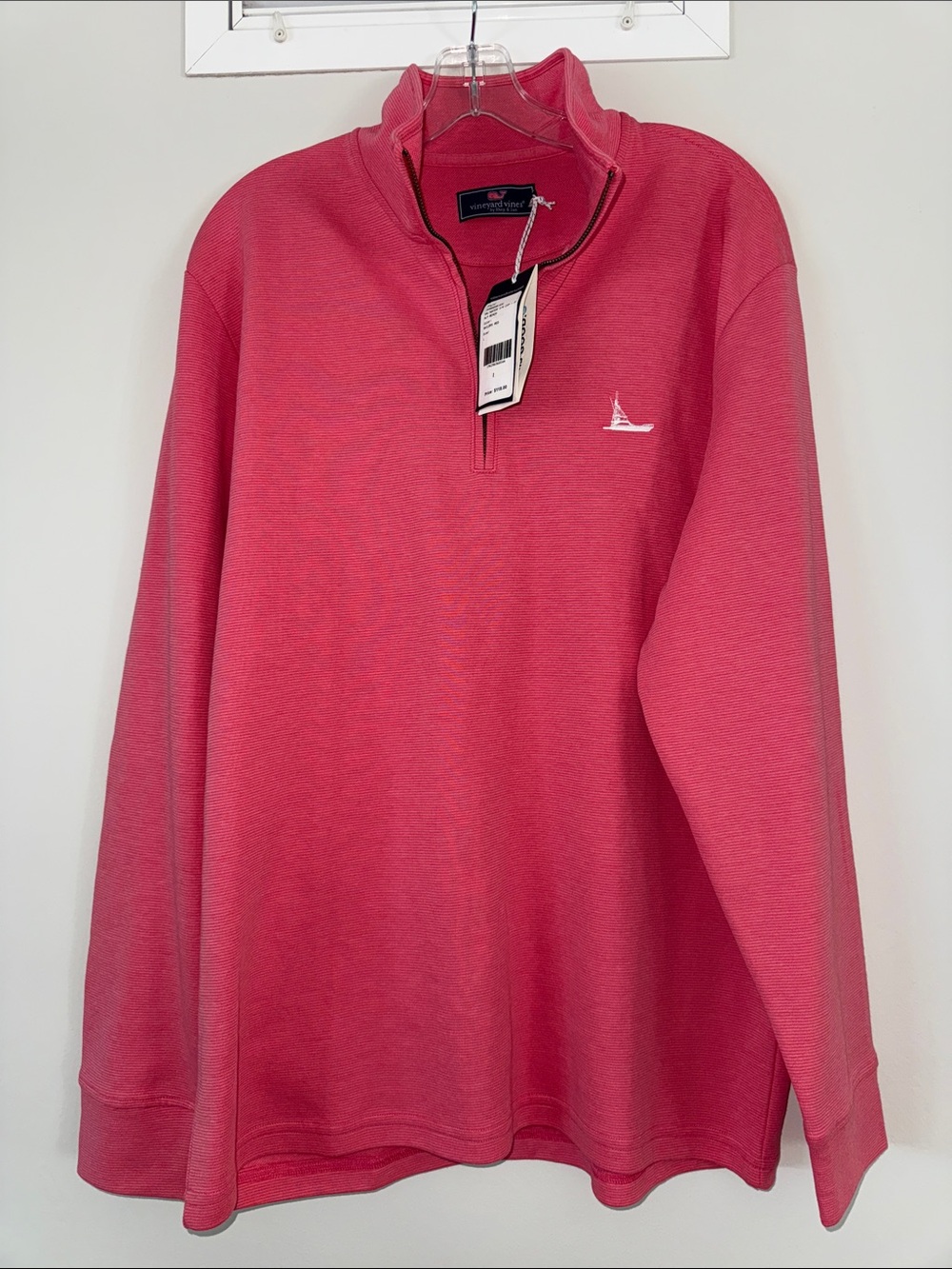 Vineyard Vines Performance Men’s Pink Quarter-Zip Pullover Sweatshirt NWT L